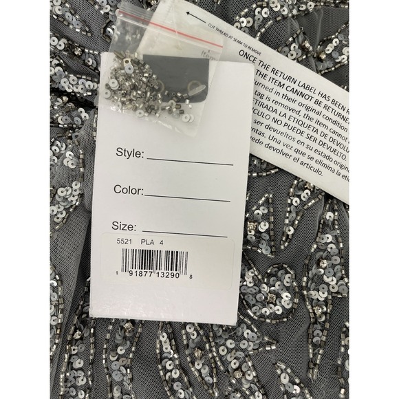 Mac Duggal Dress 5521 Platinum Embellished Sheath Dress Size 4 $498 - Picture 6 of 6